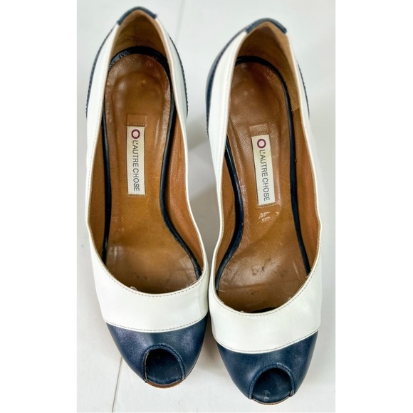 L'Autre Chose Peep Toe Wooden Heel Shoes, size 6.5 US / 37 EU - Picture 2 of 10